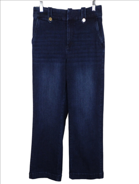 Talbots Blue Dark Wash Four Pocket High Rise Zipper Front Wide Leg Denim Jean